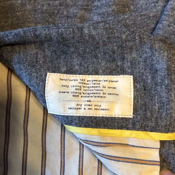 Anthropologie Cartonnier heather gray wool cropped blazer lined jacket size 0 - Picture 8 of 13